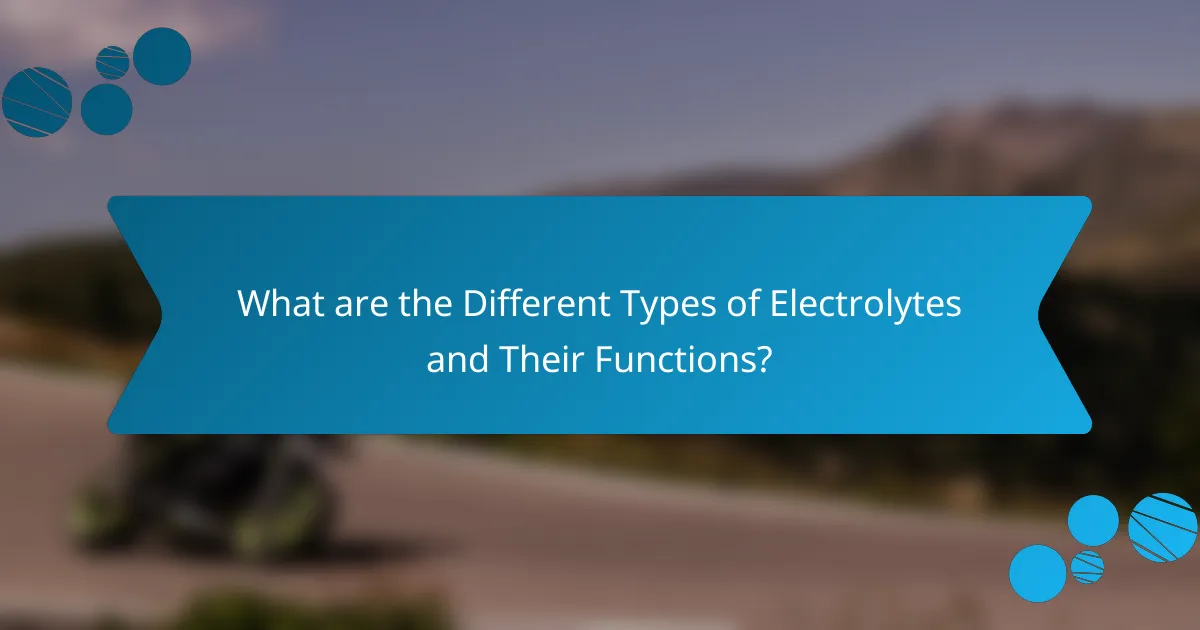 What are the Different Types of Electrolytes and Their Functions?