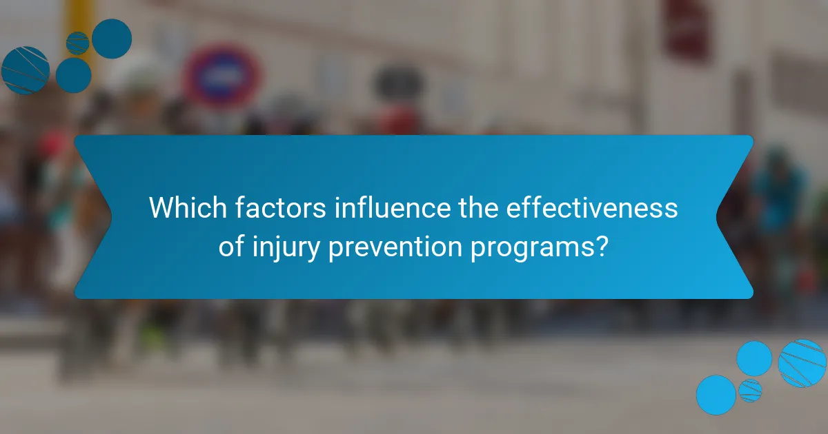 Which factors influence the effectiveness of injury prevention programs?
